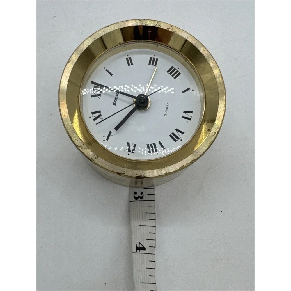 Staiger Brass Desk Clock Mechanical Wind-Up Saudi Arabia Al Yamamah Emblem Works